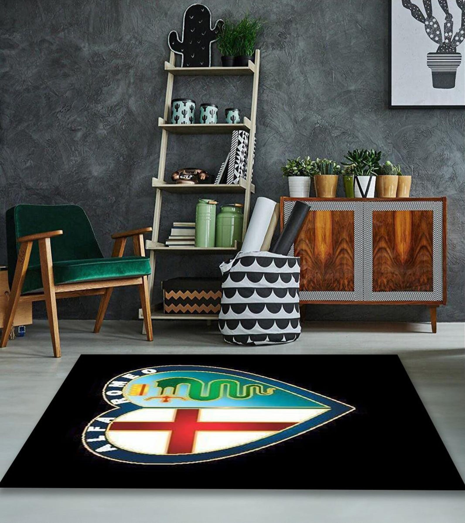 Alfa Romeo Rectangular Carpet, Rug, Man Cave, Decoration, Living Room ...