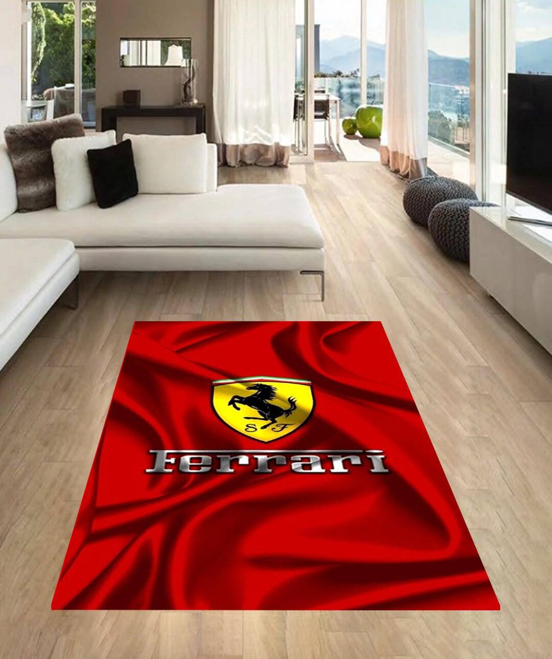 Ferrari Rectangular Carpet Rug Man Cave Decoration Living Etsy