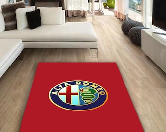 Alfa Romeo rectangular carpet, Rug, Man cave, Decoration, Living room carpet, Gift for Husband, Birthday Gift, for garage, workplace