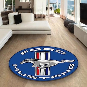 Ford mustang round carpet, Man Cave, Decoration, Livingroom, Car Brand, Garage, Cars, Gift, Fathersday, Gift for husband, birthday gift