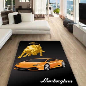 Lamborghini  logo rectangular carpet, rug, man cave, decoration, living room, for husbands ,birthday gift, office carpet,  garage carpet,