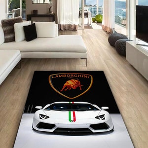 Lamborghini rectangular carpet, rug, man cave, decoration, living room, for husbands ,birthday gift, office carpet,  garage carpet,  fathers