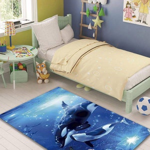Whales rectangular carpet, rug, Cartoon, Movie, Decoration, Living Room, Gift, Gift for Kids, Kids Room, to your grandchildren, kindergarten