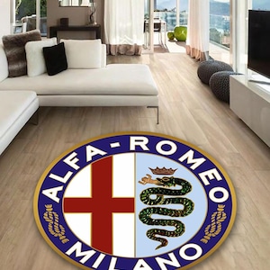 Alfa Romeo round carpet, Man Cave, Decoration, Livingroom, Car Brand, Garage, Cars, Gift, Fathersday, Gift for husband