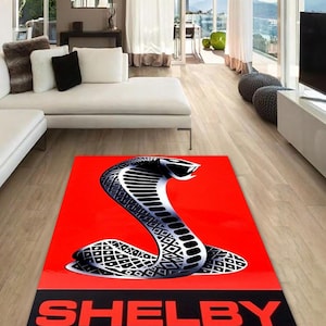 Shelby Mustang Cobra rectangular carpet, Rug, Man cave, Decoration, Living room rug, Mustang, Unique rug, Garage rug, for fathers