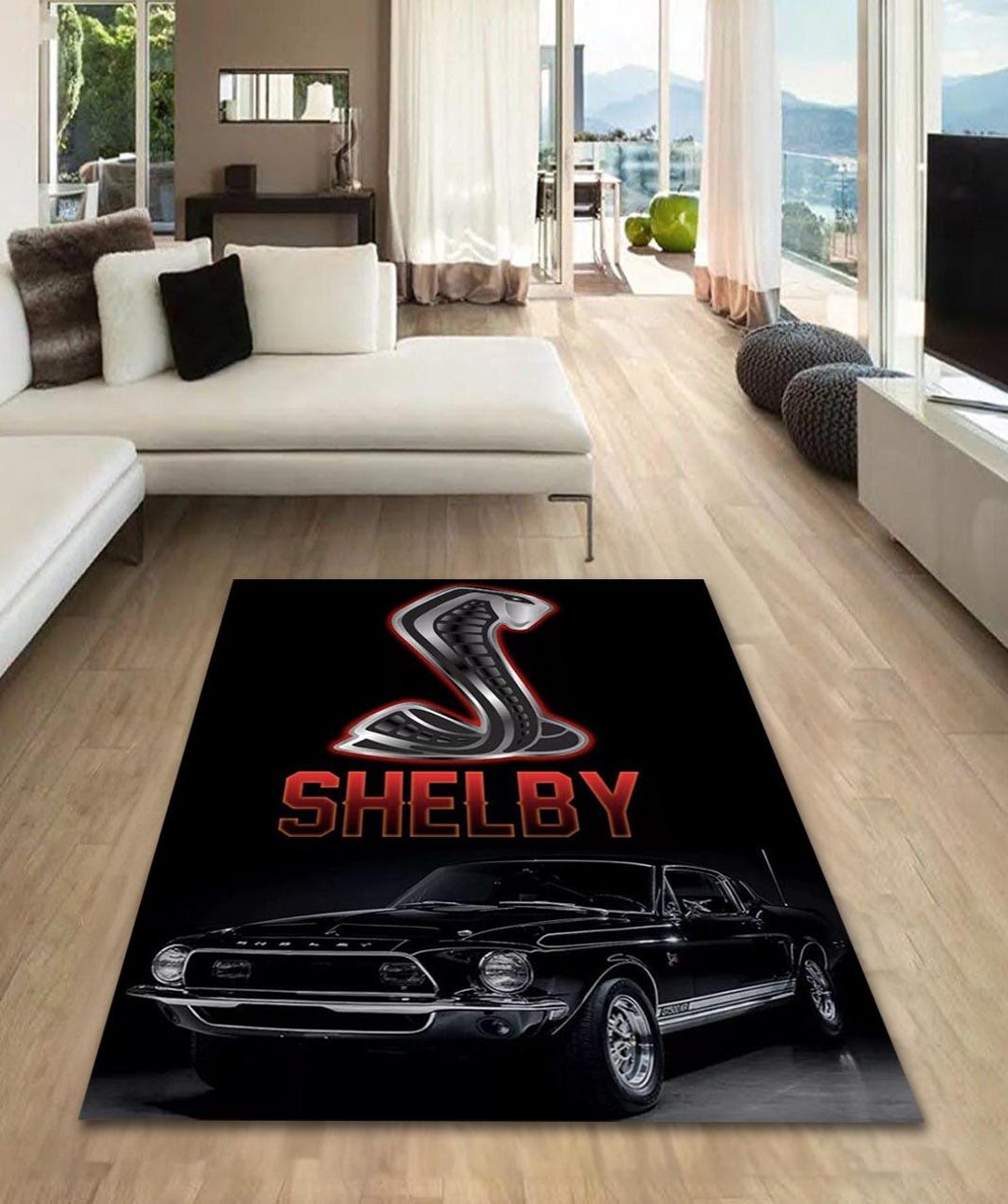 Shelby Mustang Cobra Rug, Man Cave Garage Decor - Etsy