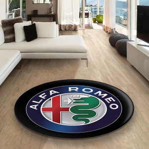 Alfa Romeo round carpet, Man Cave, Decoration, Livingroom, Car Brand, Garage, Cars, Gift, Fathersday, Gift for husband