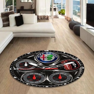 Alfa Romeo clock round carpet, Man Cave, Decoration, Livingroom, Car Brand, Garage, Cars, Gift, Fathersday, Gift for husband