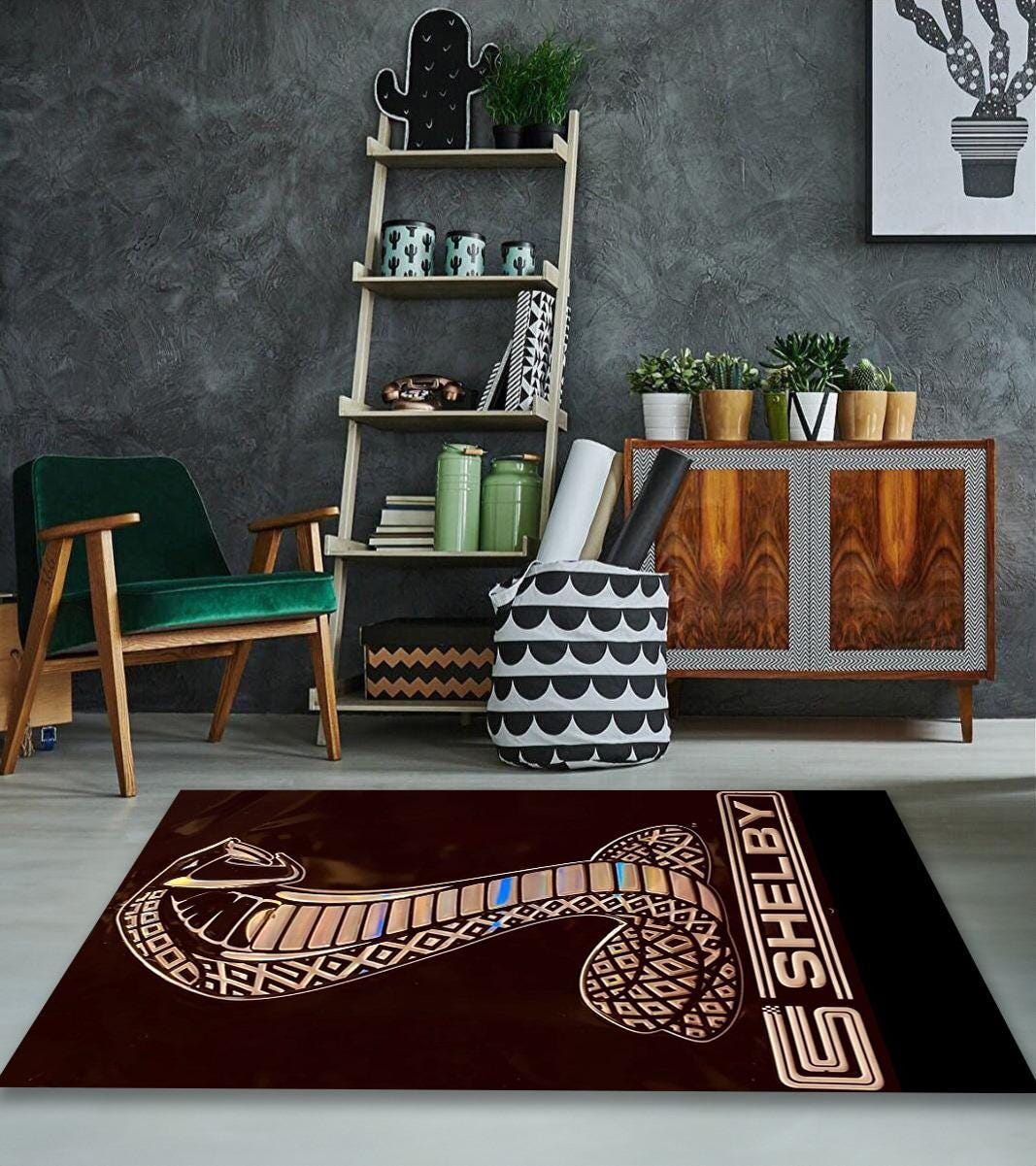 Shell Garage Rug Shelby Cobra Rug, Garage Decor Rug,man Cave, Workplace Decor, Birthday ...