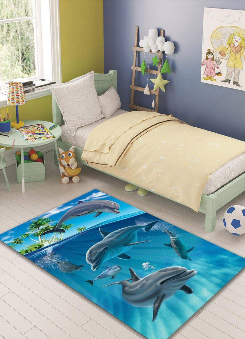 Dolphin Kids Room Rug, Cartoon Movie Theme - Etsy