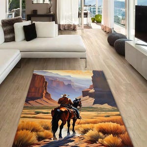 LONE RANGER  western rectangular carpet, Rug, Man cave, Decoration, Living room carpet, Gift for husband, Birthday gift, comic book hero,