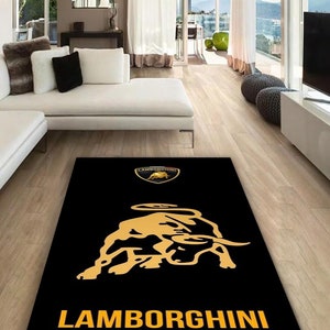 Lamborghini  logo rectangular carpet, rug, man cave, decoration, living room, for husbands ,birthday gift, office carpet,  garage carpet,