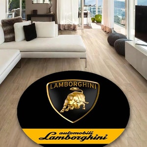 Lamborghini round carpet, Man Cave, Decoration, Livingroom, Car Brand, Garage, Cars, Gift, Fathersday, Gift for husband, Birthday gift