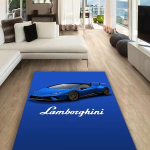 Lamborghini rectangular carpet, rug, man cave, decoration, living room, for husbands ,birthday gift, office carpet,  garage carpet,  fathers
