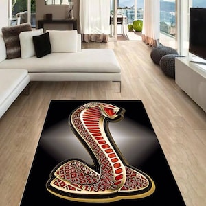 Shelby Mustang Cobra rectangular carpet, Rug, Man cave, Decoration, Living room rug, Mustang, Unique rug, Garage rug, for fathers