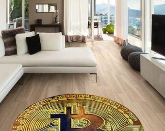 BITCOIN round carpet, game room, workplace decoration, crypto money,