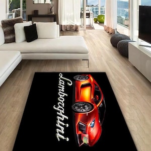 Lamborghini rectangular carpet, rug, man cave, decoration, living room, for husbands ,birthday gift, office carpet,  garage carpet,  fathers