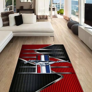 Ford Mustang rectangular carpet, Rug, Man cave, Decoration, Living room rug, for husband, garage, for your loved ones, for your birthday