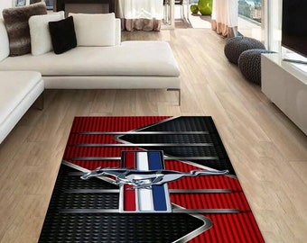 Ford Mustang rectangular carpet, Rug, Man cave, Decoration, Living room rug, for husband, garage, for your loved ones, for your birthday