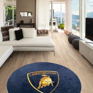 Lamborghini round carpet, Man Cave, Decoration, Livingroom, Car Brand, Garage, Cars, Gift, Fathersday, Gift for husband, Birthday gift