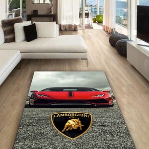 Lamborghini rectangular carpet, rug, man cave, decoration, living room, for husbands ,birthday gift, office carpet,  garage carpet,  fathers
