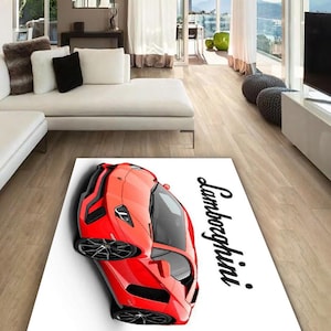 Lamborghini rectangular carpet, rug, man cave, decoration, living room, for husbands ,birthday gift, office carpet,  garage carpet,  fathers