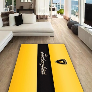 Lamborghini rectangular carpet, Rug, Man cave, Decoration, Living room rug, for husbands, birthdays, for grandchildren, for your loved ones,