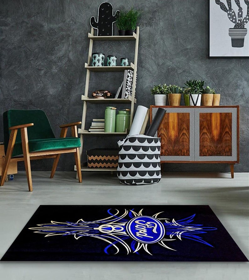 V8 Rug Ford V8 Rectangular Carpet, Rug, Man Cave, Decoration, Living Room Rug ...