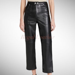 Pantalones ajustados para mujer cuero sintético motociclista pantalones  negros t