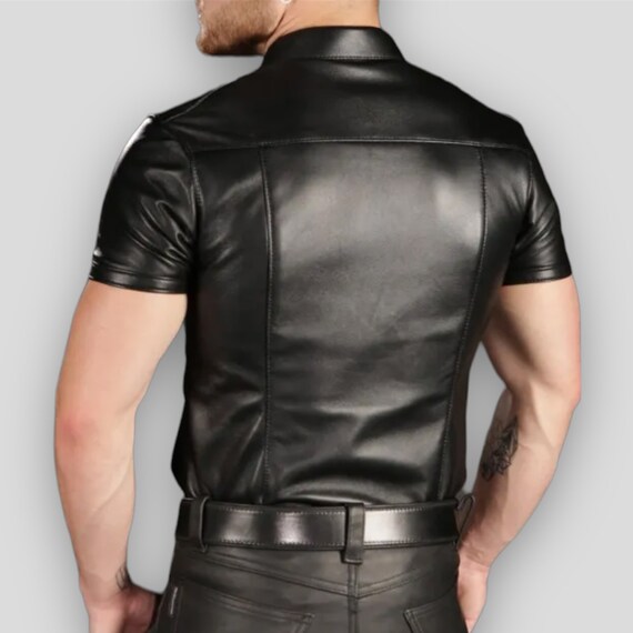 Camisa de cuero Gay para hombre piel de cordero autentica camisa de cuero de Color negro ropa para hombre Orgullo LGBT Etsy Mexico