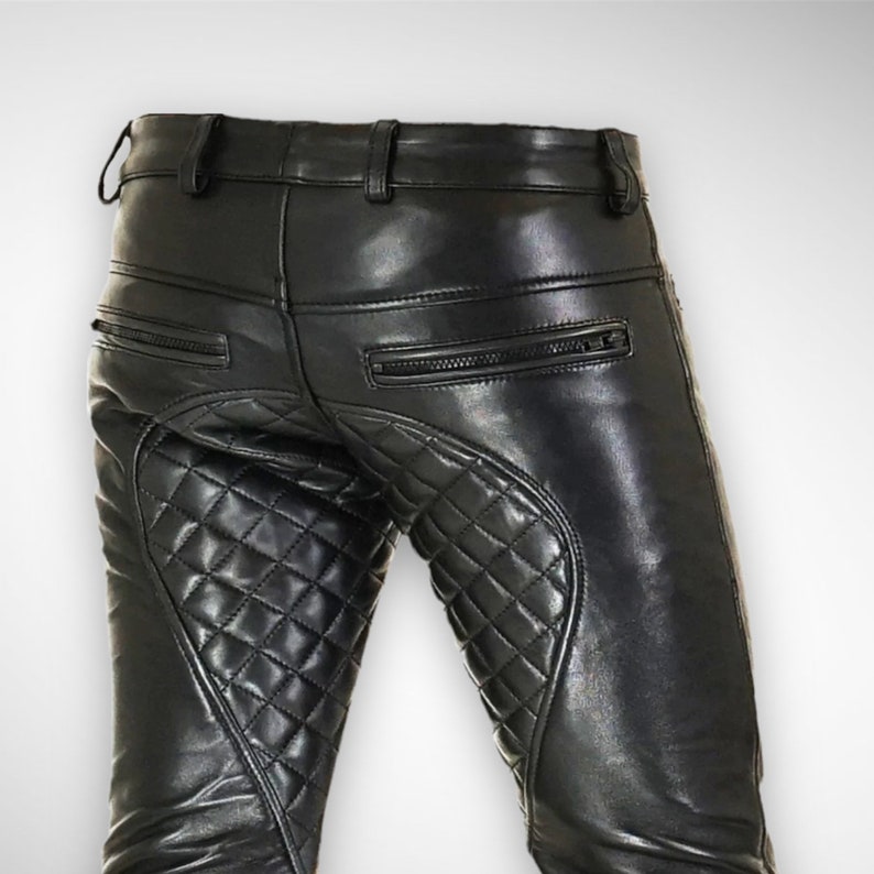 Men's Biker Leather Pants Genuine Lambskin Leather Slim Etsy