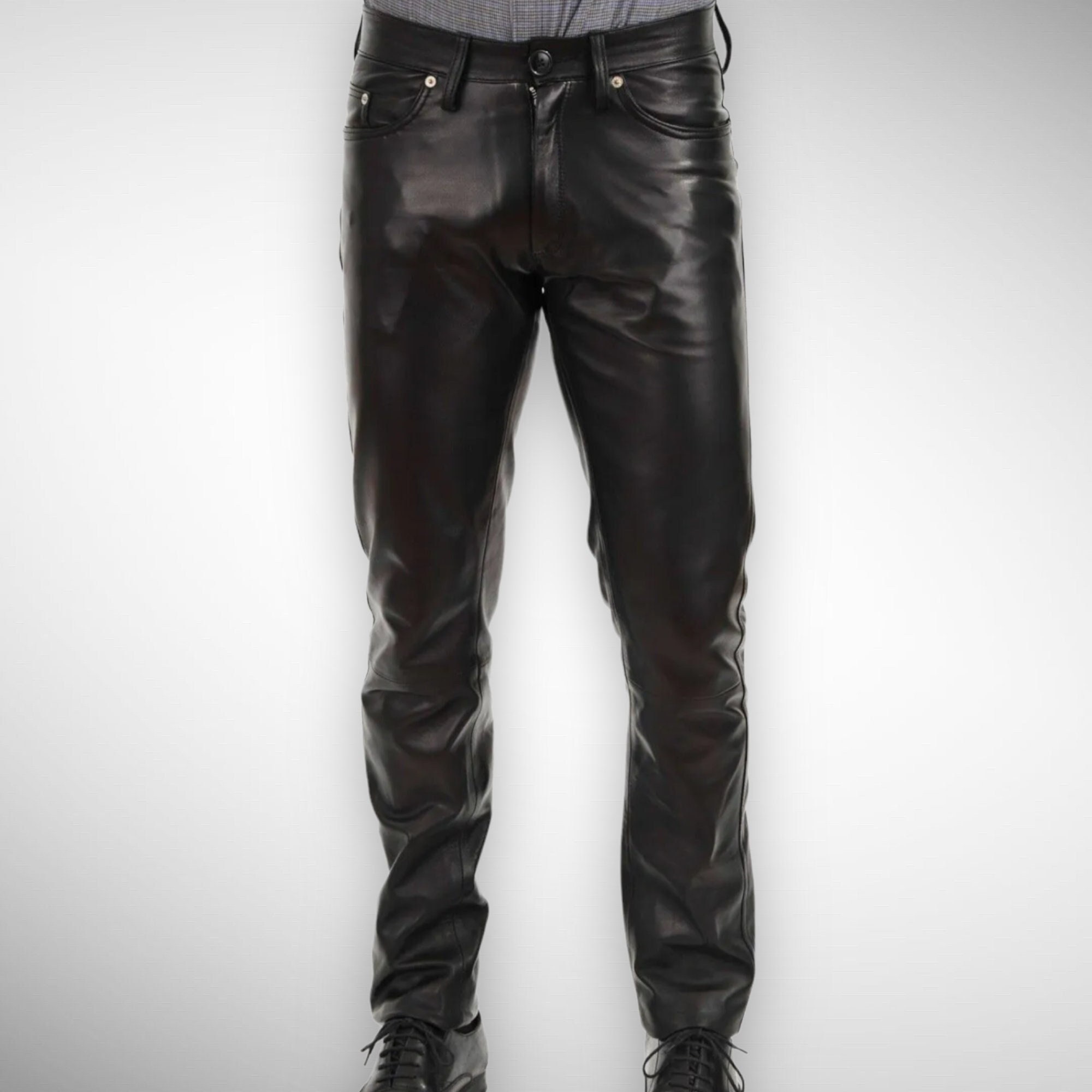 Lambskin leather 2024 pants men