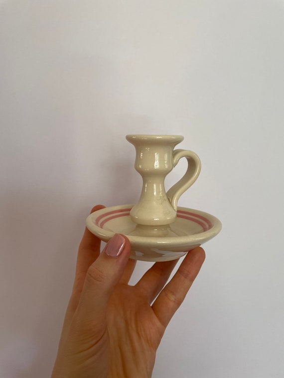 Vintage Ceramic Candlestick With Plate Etsy