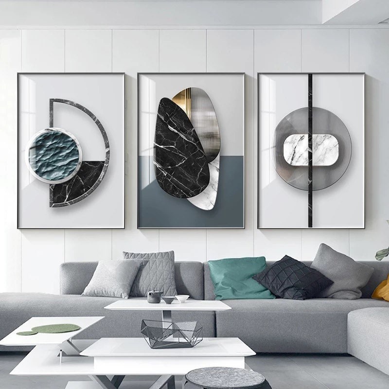 Abstract Geometric Canvas Painting Pictures Prints Modern Luxury Golden ...