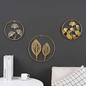 Nordic Eisen Wand Dekor Licht Luxus Gold Palm Ahornblatt Wandbehang Anhänger Wohnzimmer Dekoration