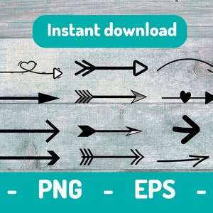 Arrow SVG Bundle of 20 unique arrows, PNG, dxf, eps