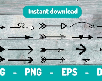 Arrow SVG Bundle of 20 unique arrows, PNG, dxf, eps