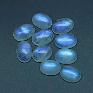 9x12mm Natural Rainbow Moonstone Cabochon Oval Loose Gemstone, Rainbow Moonstone Jewelry Handmade Gift for Women, Set Of 10 Pieces