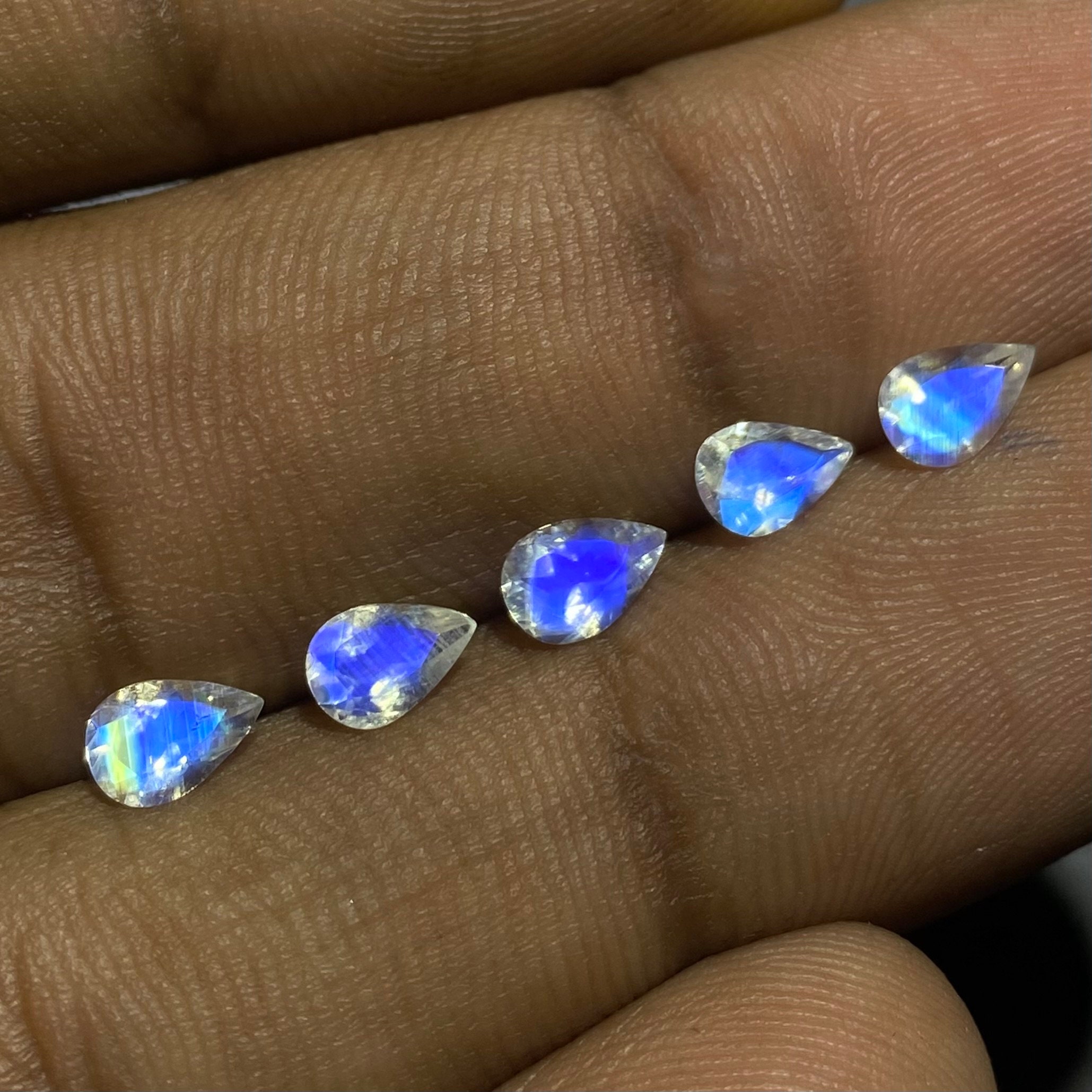 6x4mm Moonstone Pear | AAA+ Quality Blue Moonstone | Rainbow Moonstone | Natural Moonstone Faceted | Calibrated Moonstone Pear Cut For Jewel