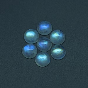 Cabujón de piedra lunar arcoíris Natural de 9mm, piedra preciosa suelta redonda, joyería de piedra lunar arcoíris, regalo hecho a mano para mujeres, juego de 7 piezas
