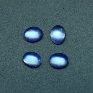 7x9mm Natural Rainbow Moonstone Cabochon Oval Loose Gemstone, Rainbow Moonstone Jewelry Handmade Gift for Women, Set Of 4 Pieces