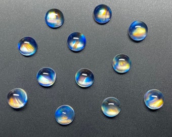 6mm Moonstone Round Cab | AAA+ Quality Blue Moonstone | Blue Moonstone | Natural Rainbow Moonstone | Top Quality Rarest Rainbow Moonstone