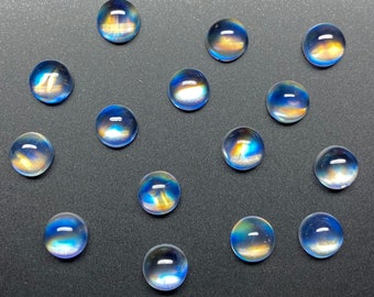 5mm Moonstone Round Cab | AAA+ Quality Blue Moonstone | Blue Moonstone | Natural Rainbow Moonstone | Top Quality Rarest Rainbow Moonstone