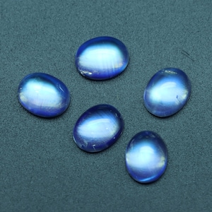 8x10mm Natural Rainbow Moonstone Cabochon Oval Loose Gemstone, Rainbow Moonstone Jewelry Handmade Gift for Women, Set Of 5 Pieces