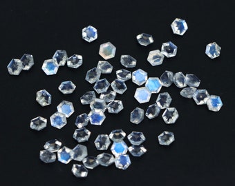 Mondstein Hexagon | Blauer Mondstein | 4mm Mondstein | Natürlicher Mondsteinschliff | Mondstein Facettierte Schmuckherstellung | Kalibrierter Edelstein Cabochon