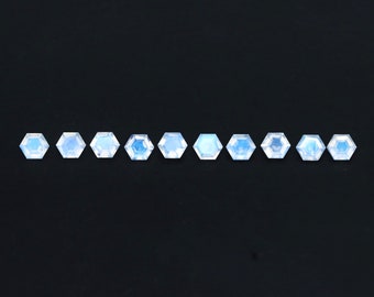 Mondstein Hexagon | Blauer Mondstein | 5mm Mondstein | Natürlicher Mondsteinschliff | Mondstein Facettierte Schmuckherstellung | Kalibrierter Edelstein Cabochon