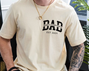 Custom dad shirt with kids names, Custom dad shirt, Fathers day shirt, personalized dad T-shirt, new dad tshirt, dad EST year, gift for dad