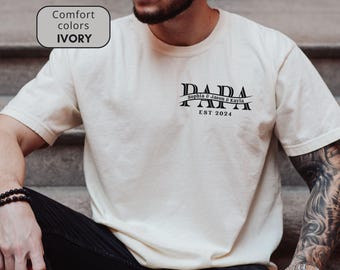 Custom papa shirt with kids names, Comfort colors papa shirt, Fathers day shirt, personalized papa T-shirt,  papa tshirt, gift for papa