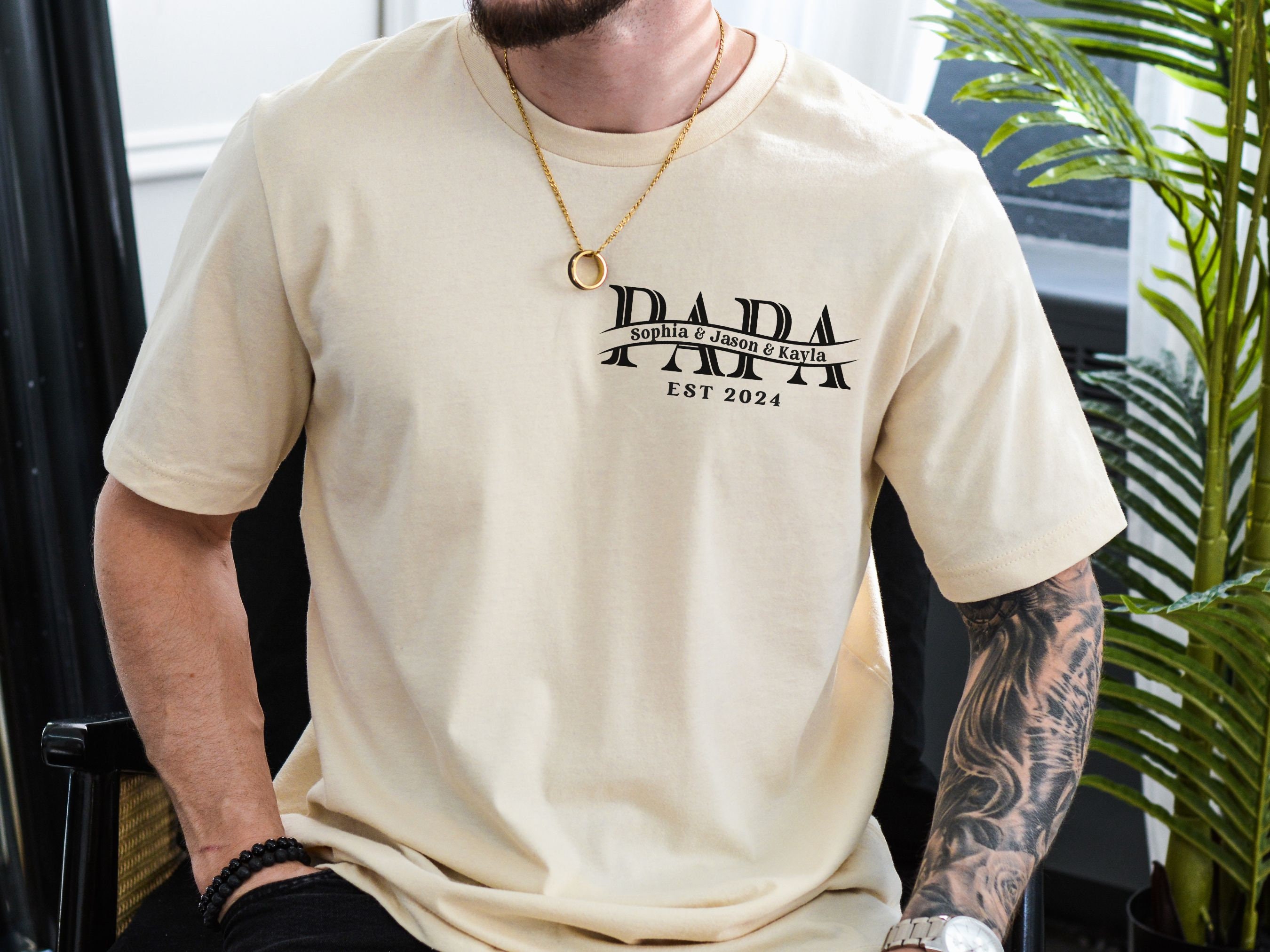 Custom Papa Shirt With Kids Names, Custom Papa Shirt, Fathers Day Shirt ...