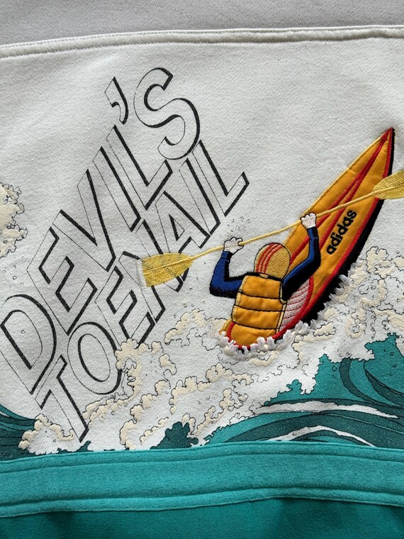  アディダス スウェット　80s DEVIL'S TOENAIL Rare Adidas 90's Vintage Graphic Devil's Toenail Kayaking